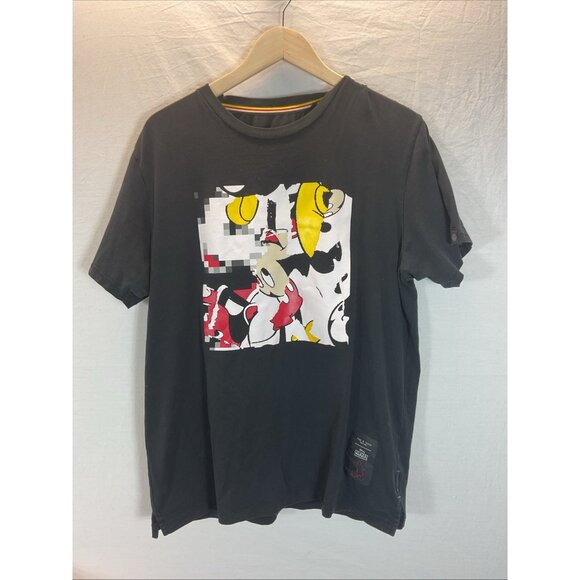 Rag And Bone Mickey Mouse Box‎ Graphic 90th Birthday Black T-Shirt size LG - Picture 1 of 8